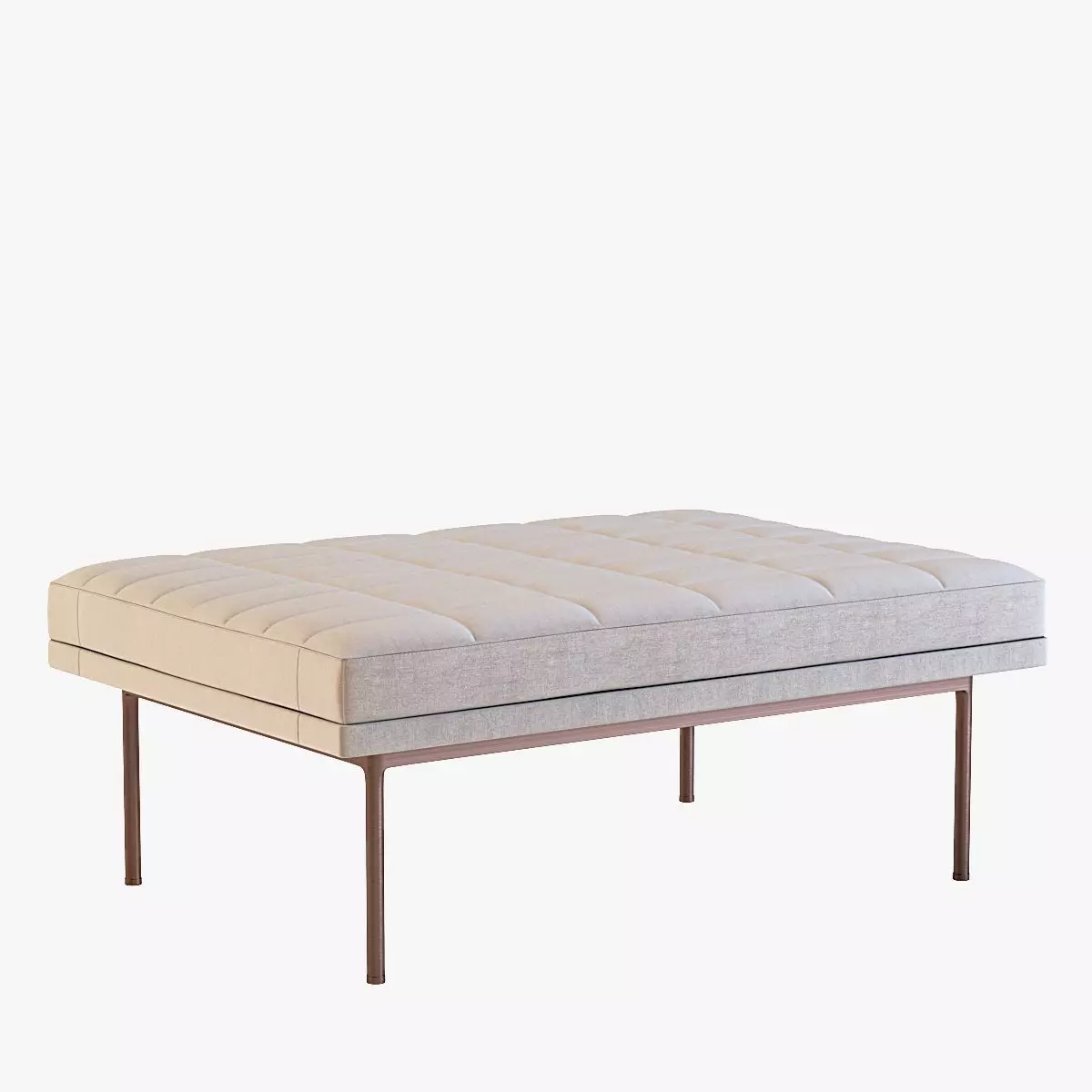 Ultra Detail Upholstered Tuxedo Ottoman Pouf 3D model_0