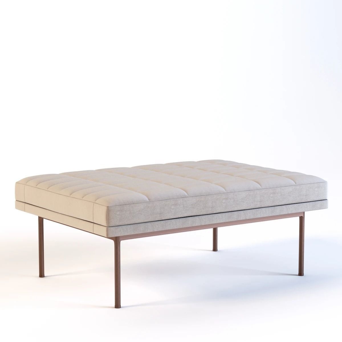 Ultra Detail Upholstered Tuxedo Ottoman Pouf 3D model_1