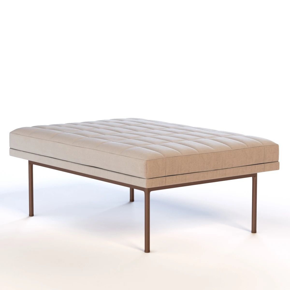 Ultra Detail Upholstered Tuxedo Ottoman Pouf 3D model_4