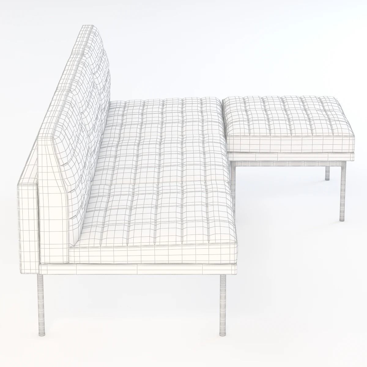 Ultra Detail Upholstered Tuxedo Chaise 3D model_7