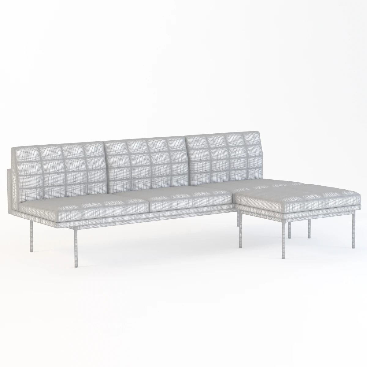 Ultra Detail Upholstered Tuxedo Chaise 3D model_2