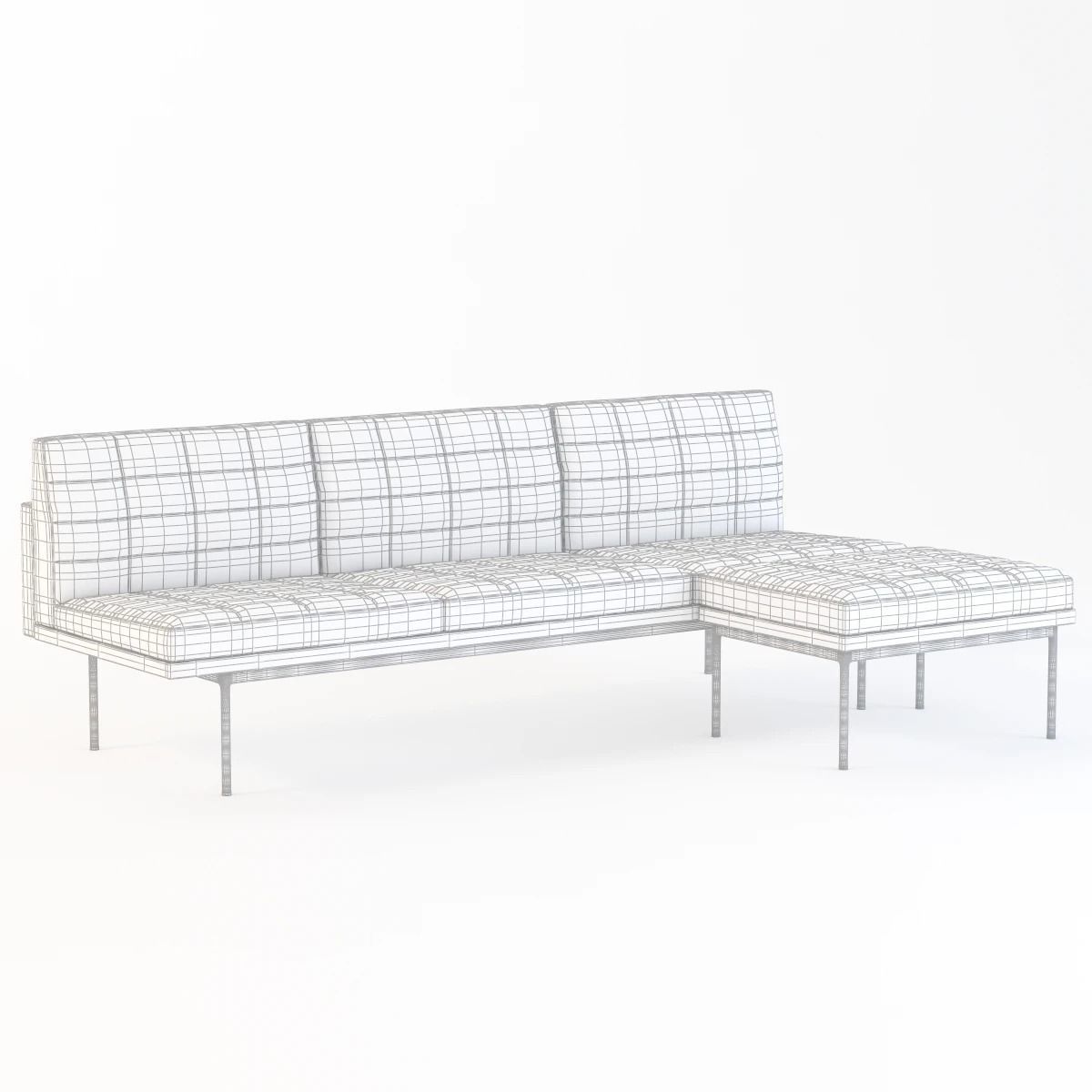 Ultra Detail Upholstered Tuxedo Chaise 3D model_3