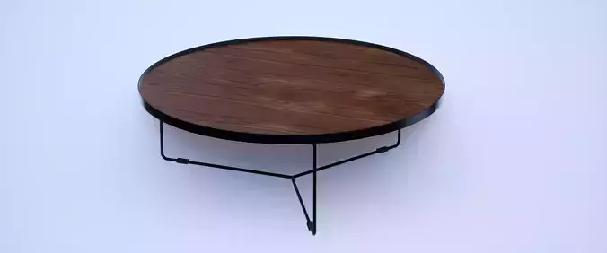 Table basse en bois et acier noir  3D model