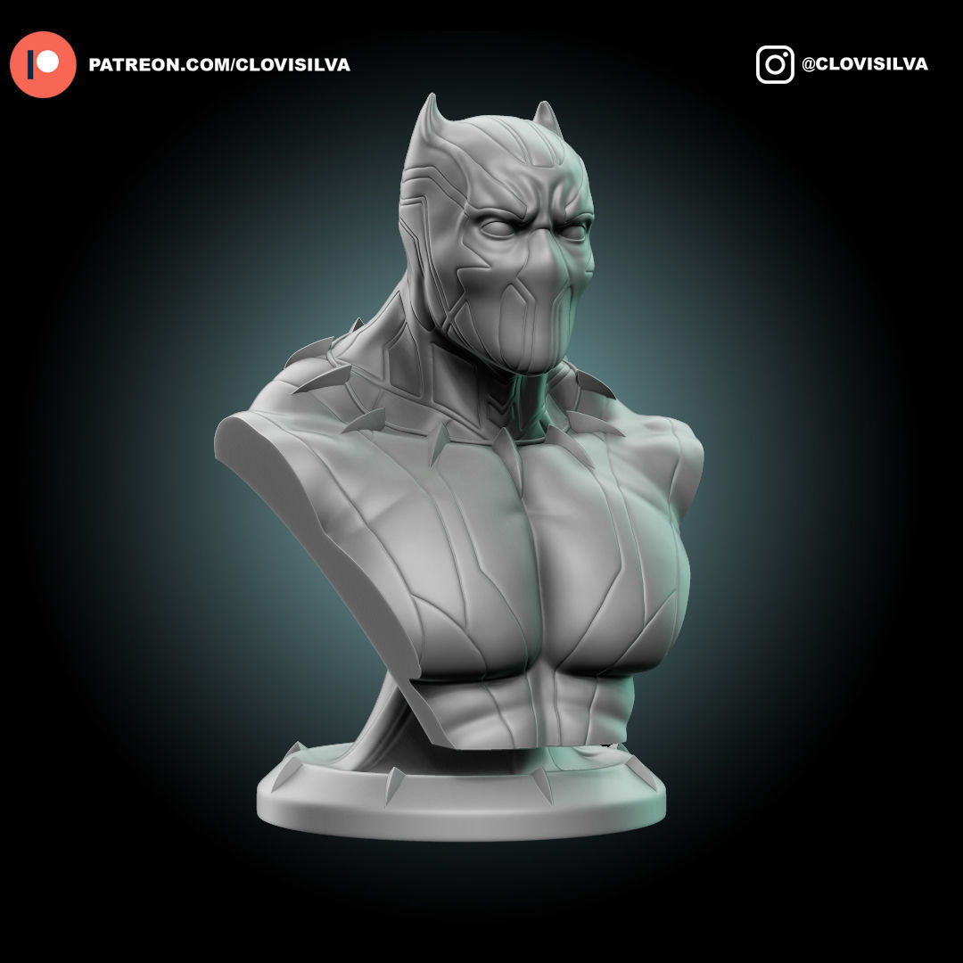 Black Panther Bust 01 3D print model_3