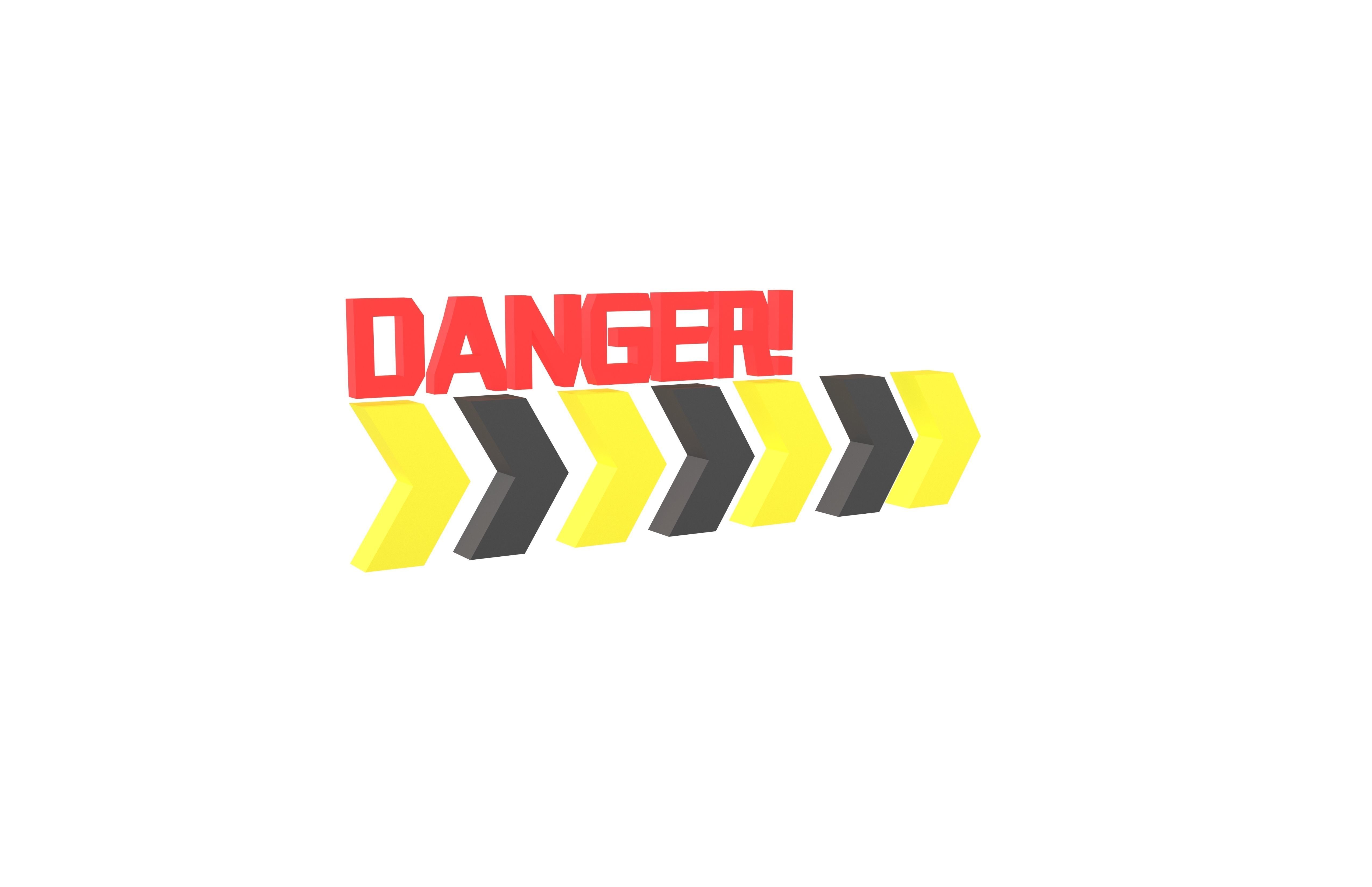 Cyberpunk Future Danger Sign v2 001 Low-poly 3D model_1