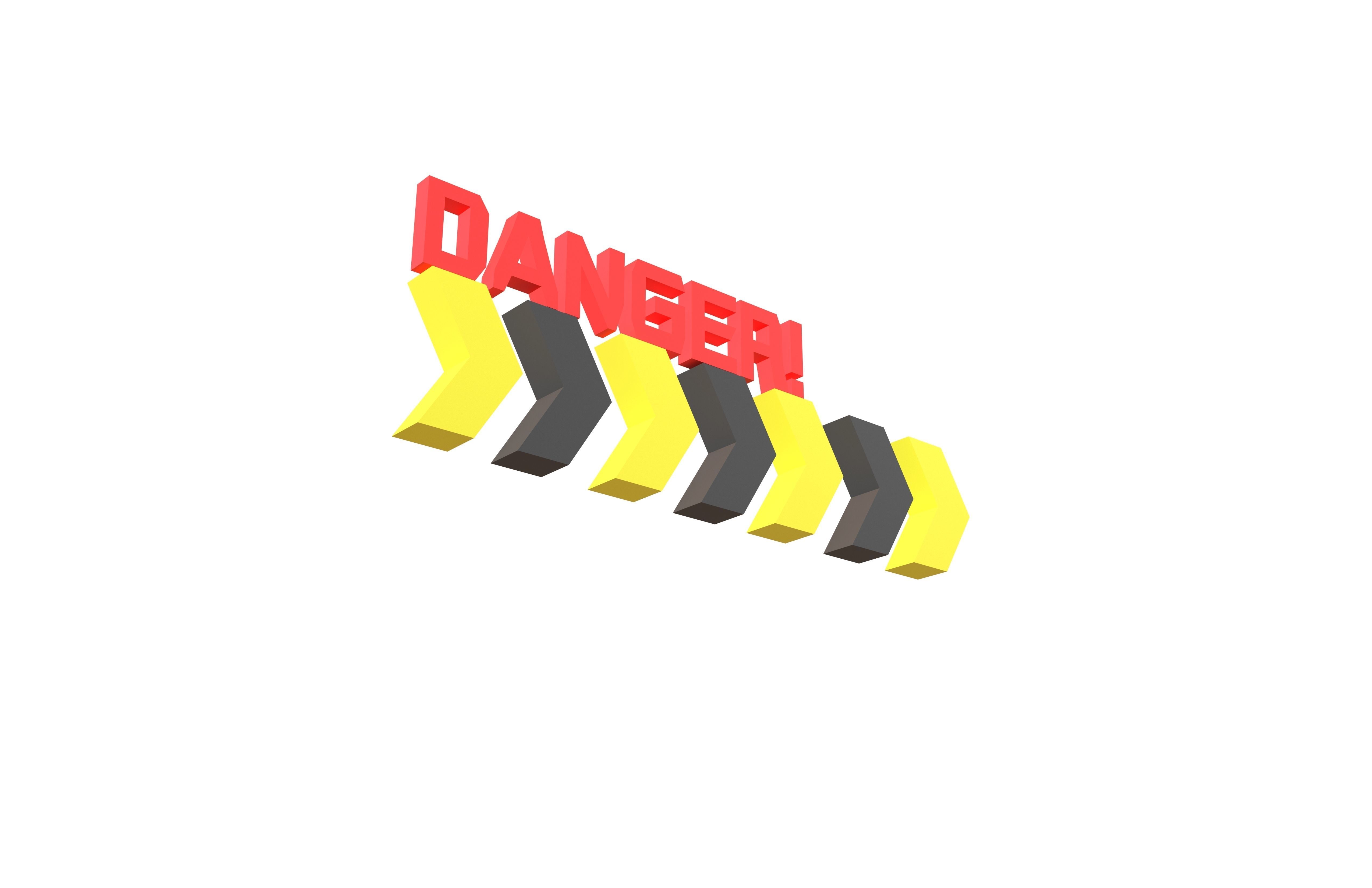 Cyberpunk Future Danger Sign v2 001 Low-poly 3D model_2