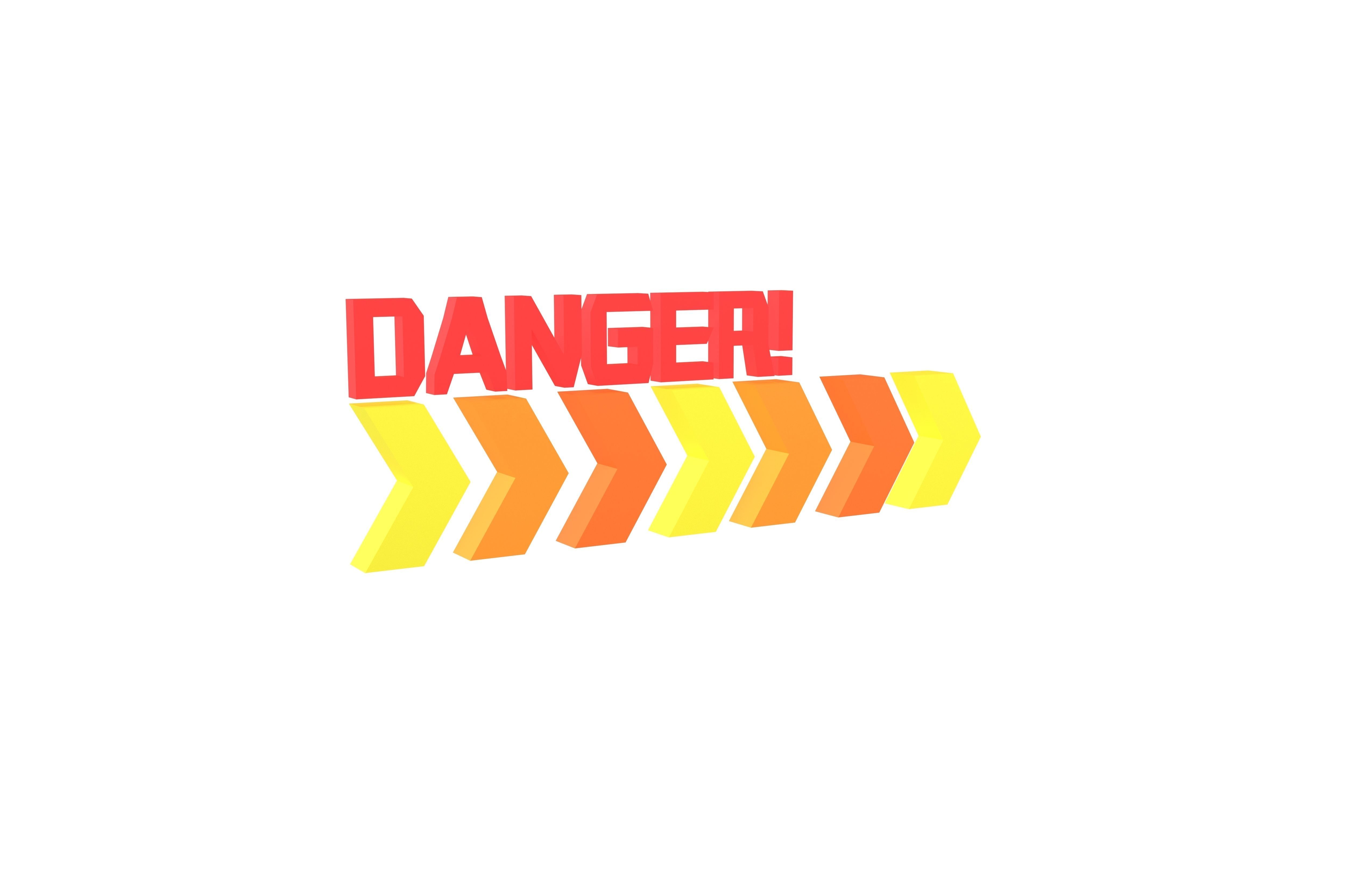 Cyberpunk Future Danger Sign v2 003 Low-poly 3D model_1
