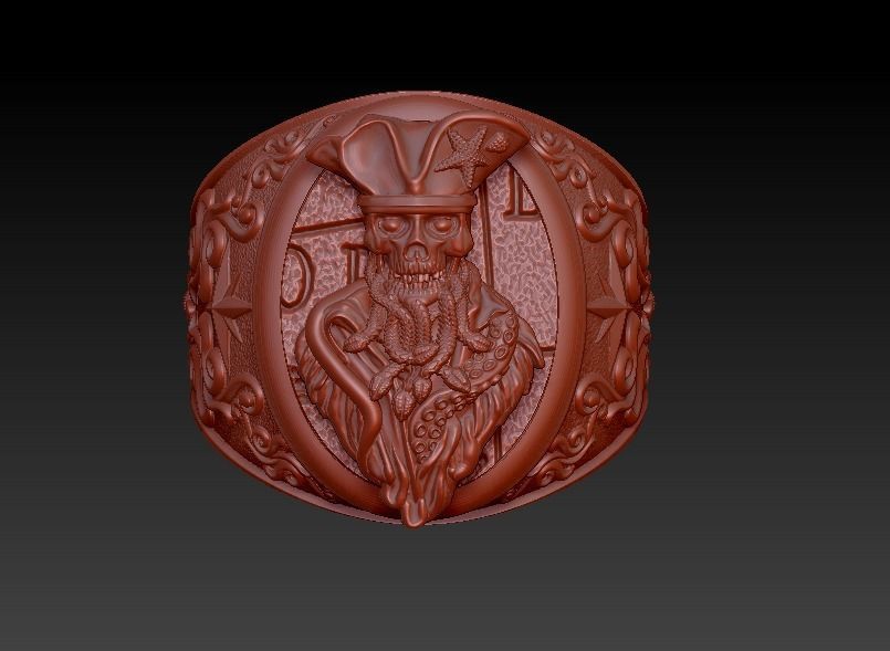 Ring undead Pirate snakes wind rose anchor 3D print model_12