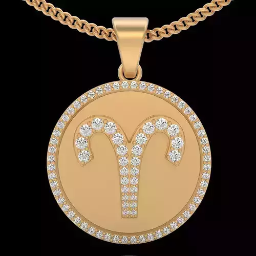 Aries Ram zodiac pendant Gold printable jewelry 3D model