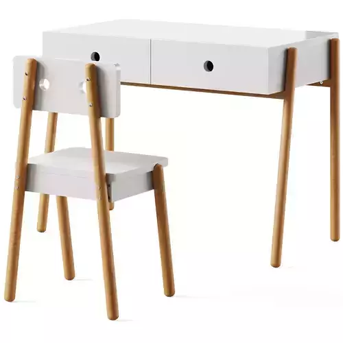 Pine Childs 2 Drawer Desk and chair Wallet by LA REDOUTE 3D model