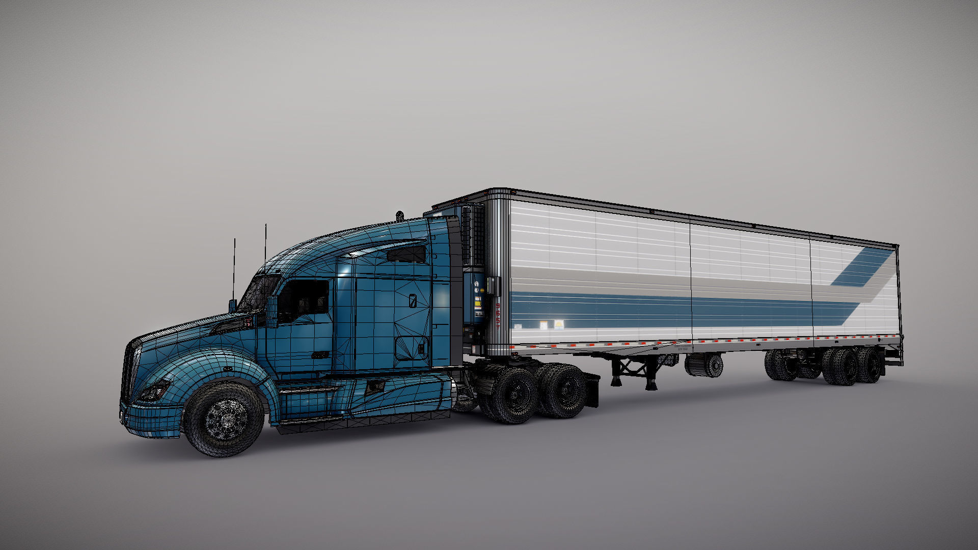 Kenworth T680 van trailer 3D model_37