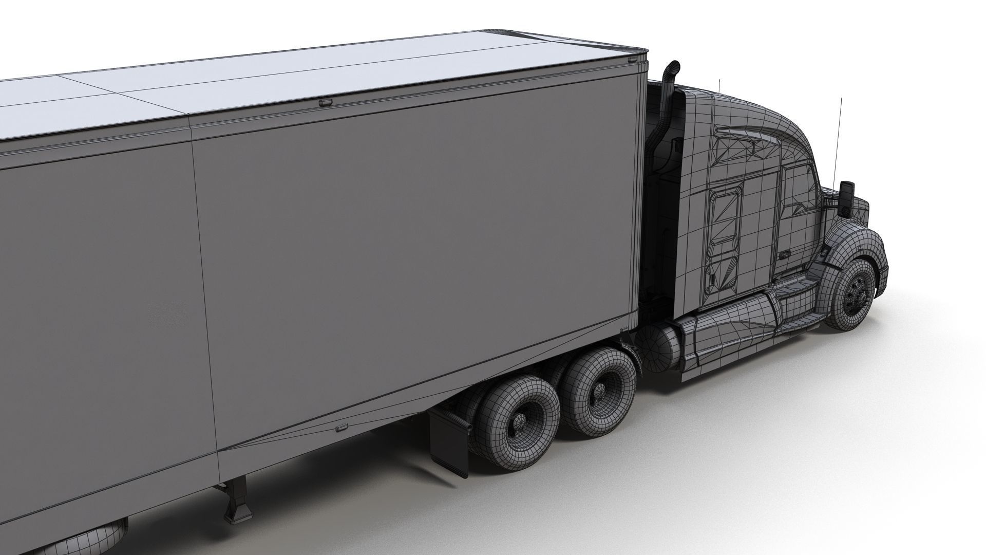 Kenworth T680 van trailer 3D model_17