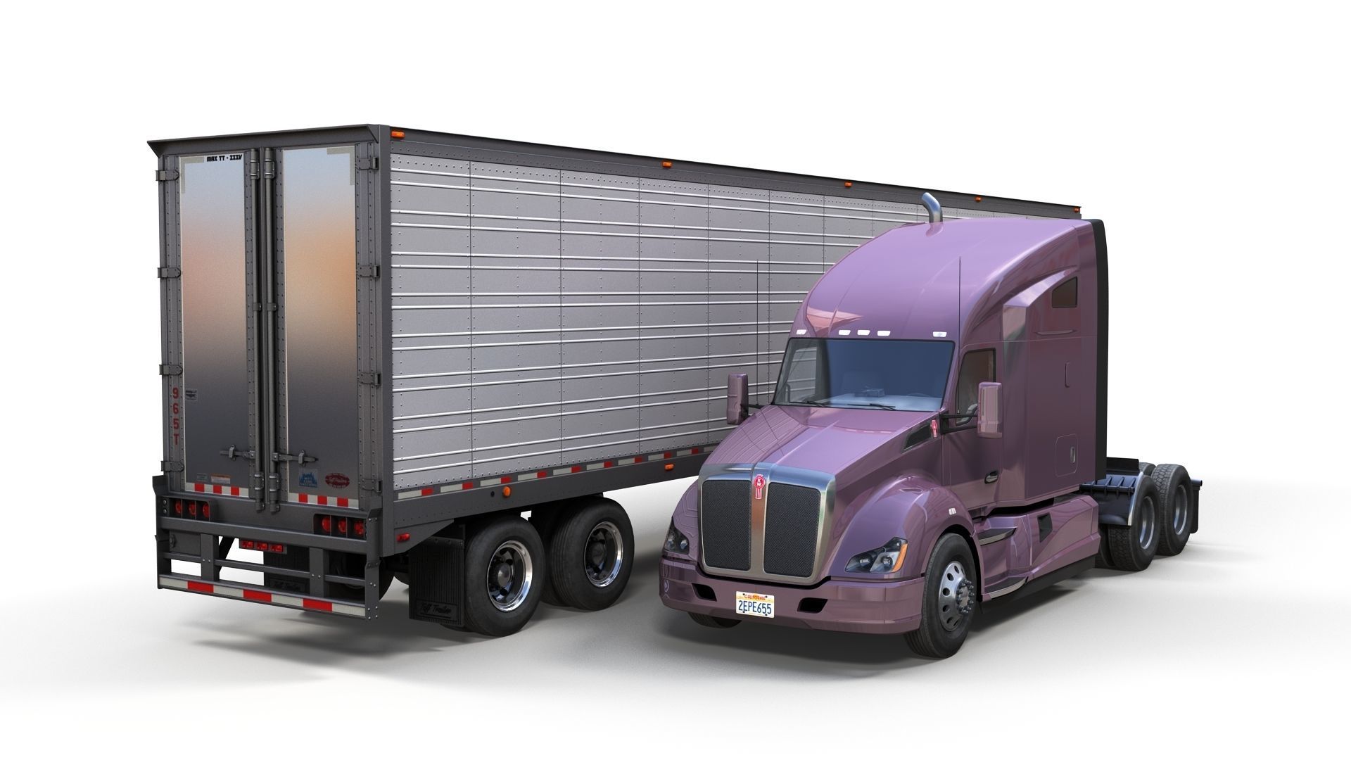 Kenworth T680 van trailer 3D model_9