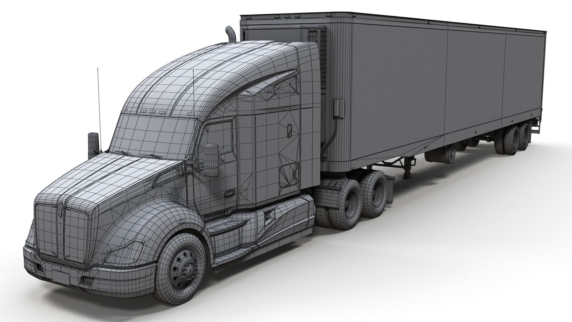 Kenworth T680 van trailer 3D model_16