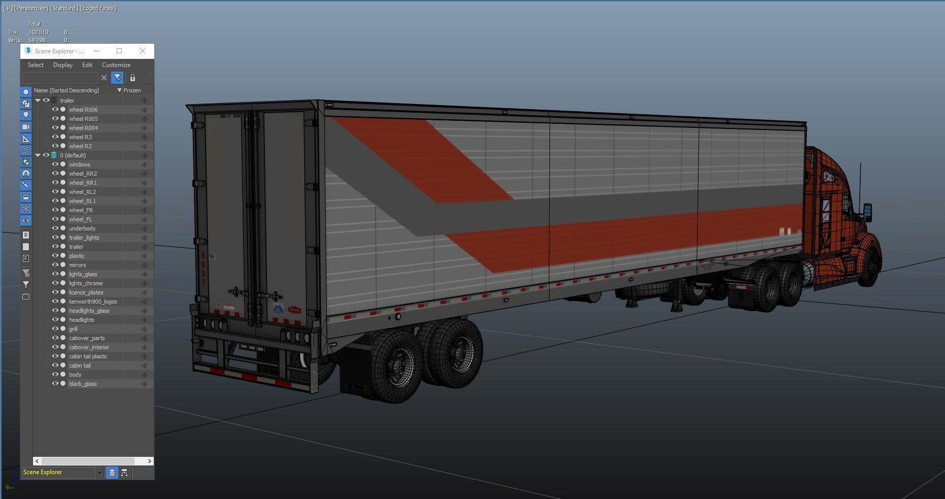 Kenworth T680 van trailer 3D model_52