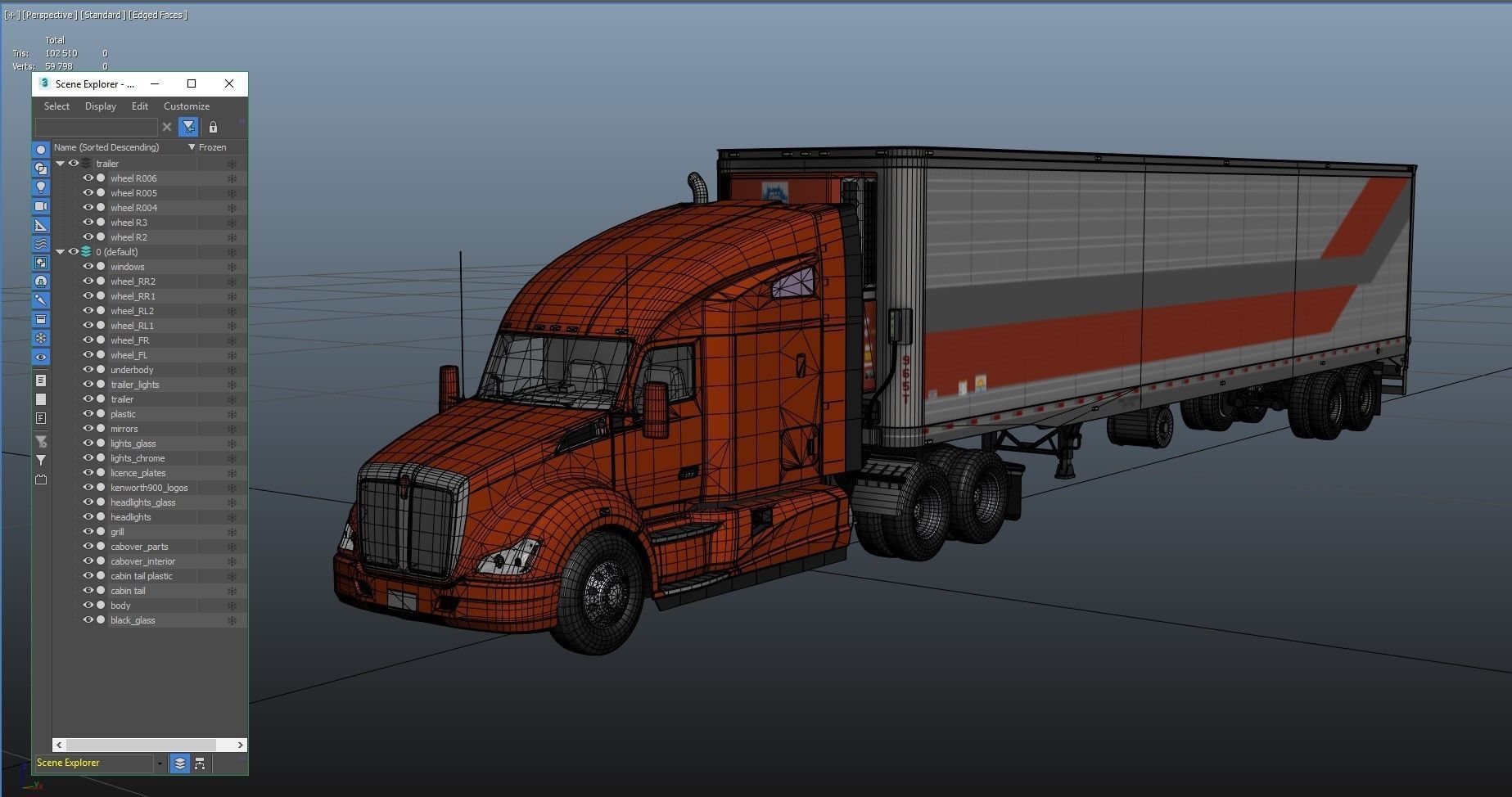 Kenworth T680 van trailer 3D model_53