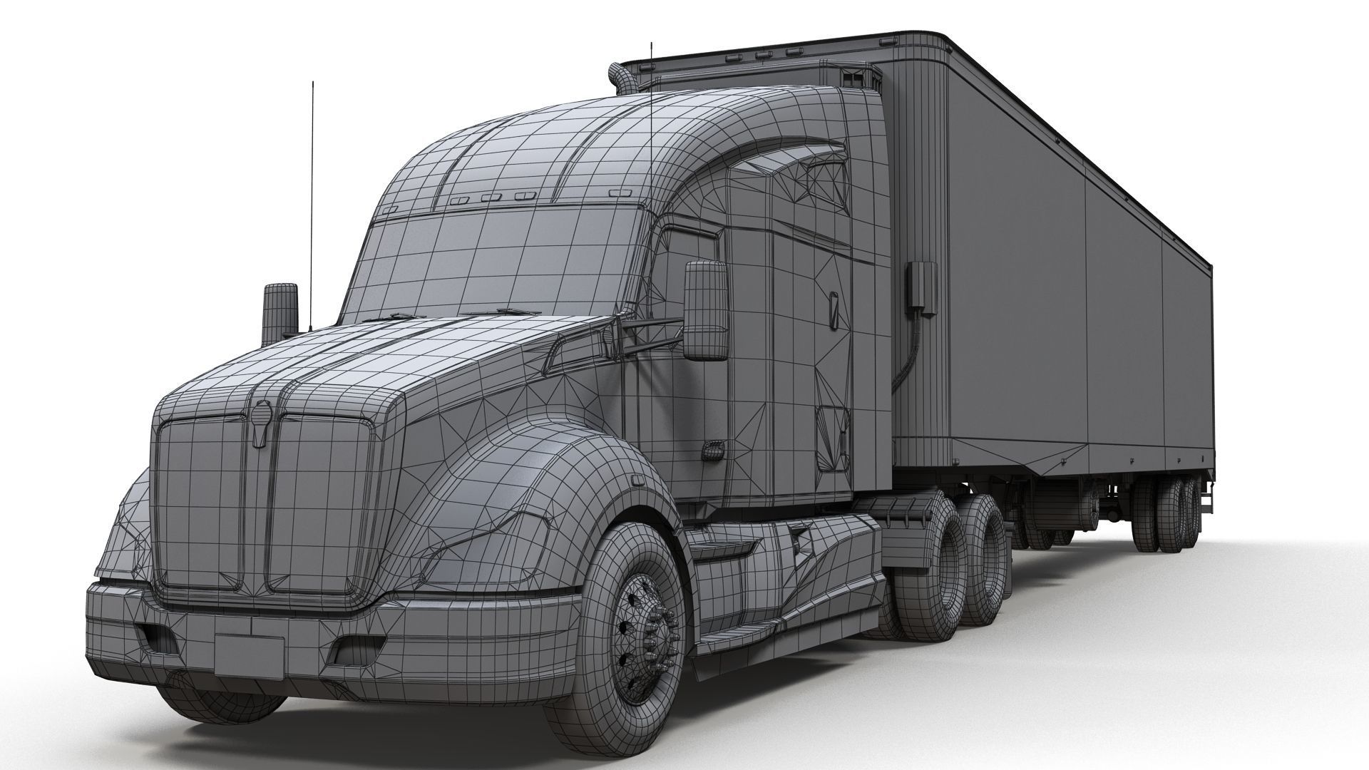Kenworth T680 van trailer 3D model_23