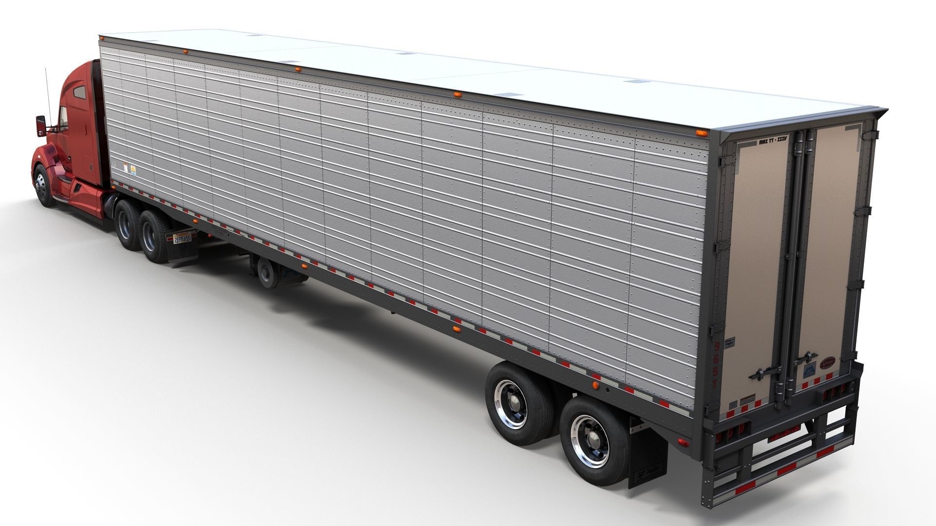 Kenworth T680 van trailer 3D model_4