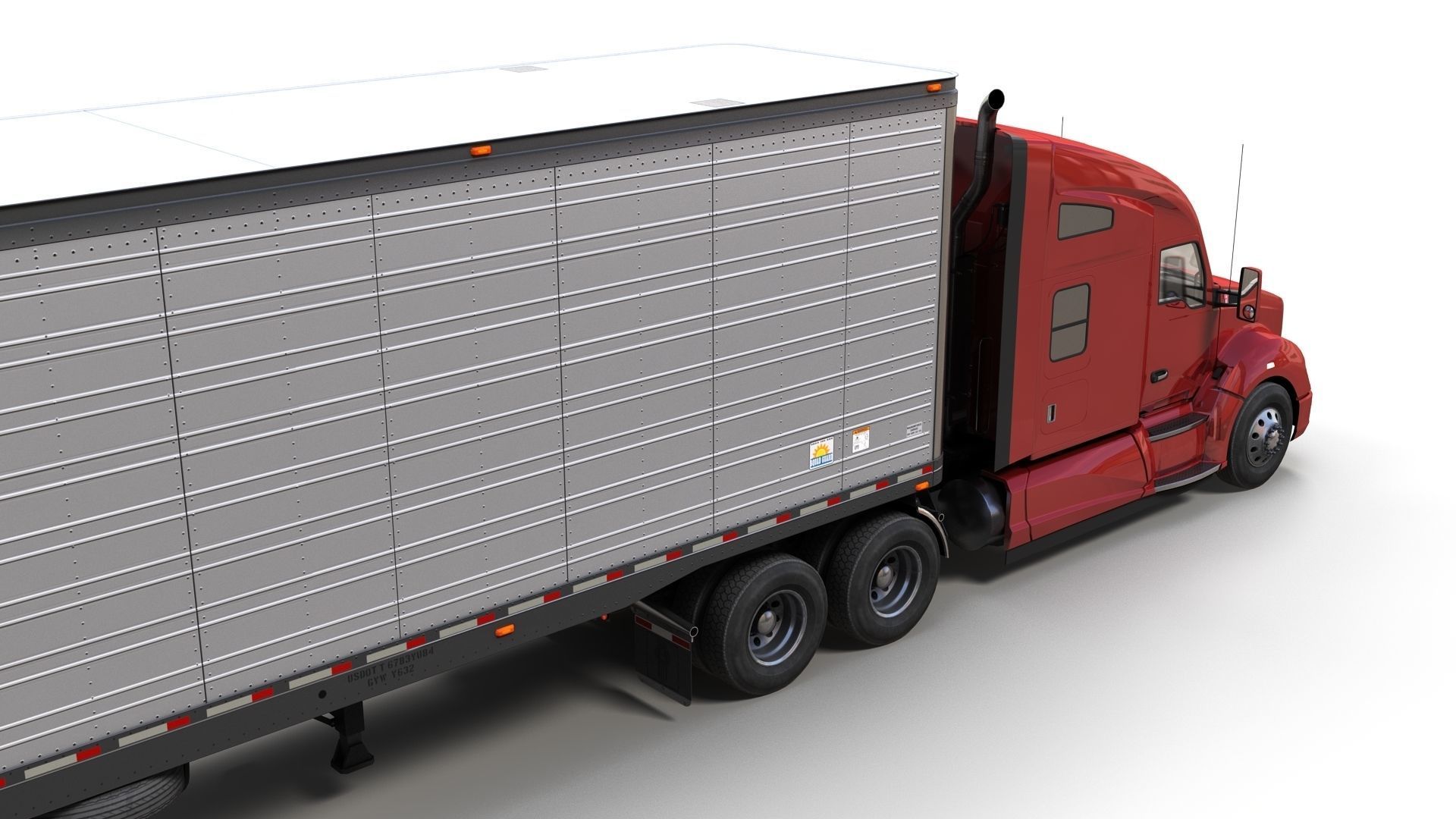 Kenworth T680 van trailer 3D model_2