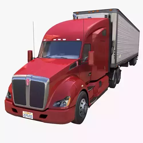 Kenworth T680 van trailer 3D model
