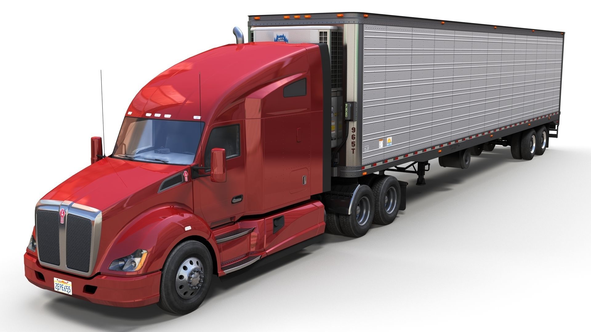 Kenworth T680 van trailer 3D model_1