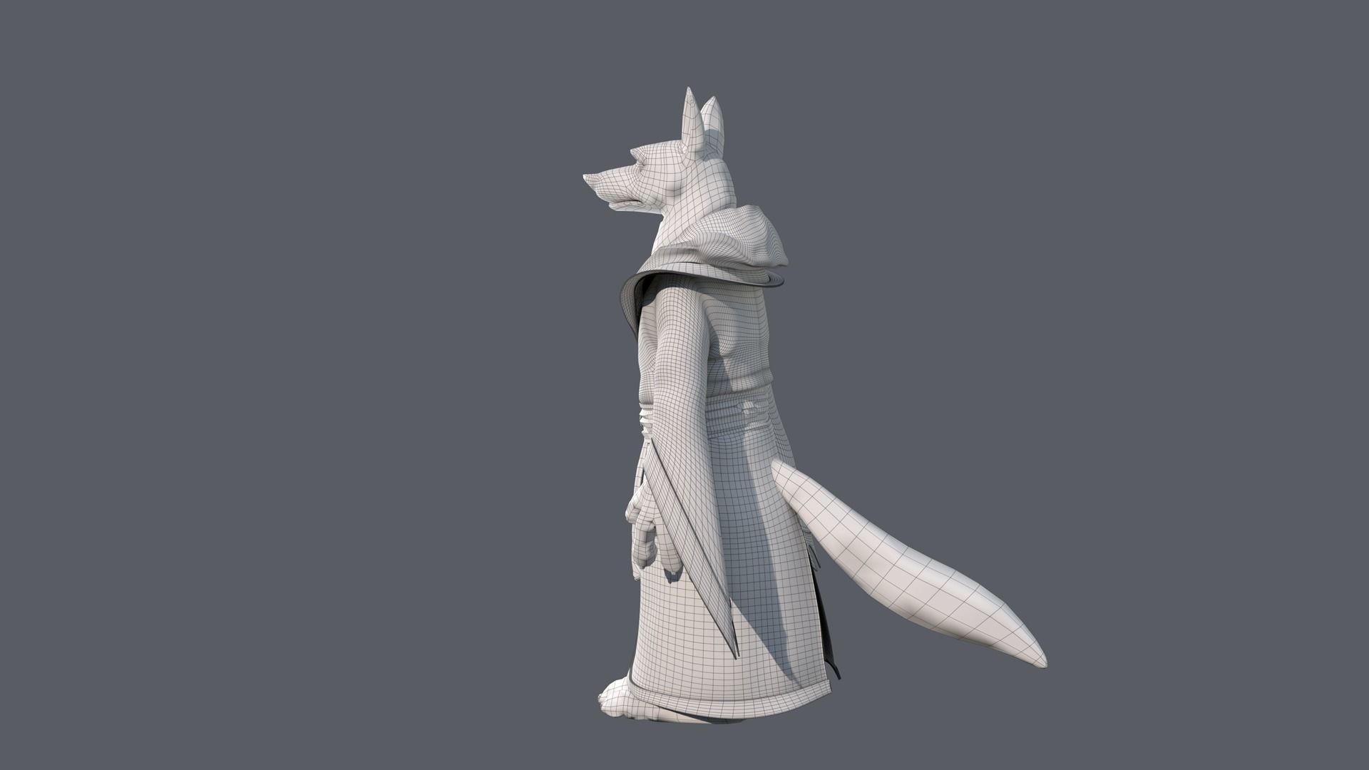 Cartoon Old Wolf Rigged 3D model_31