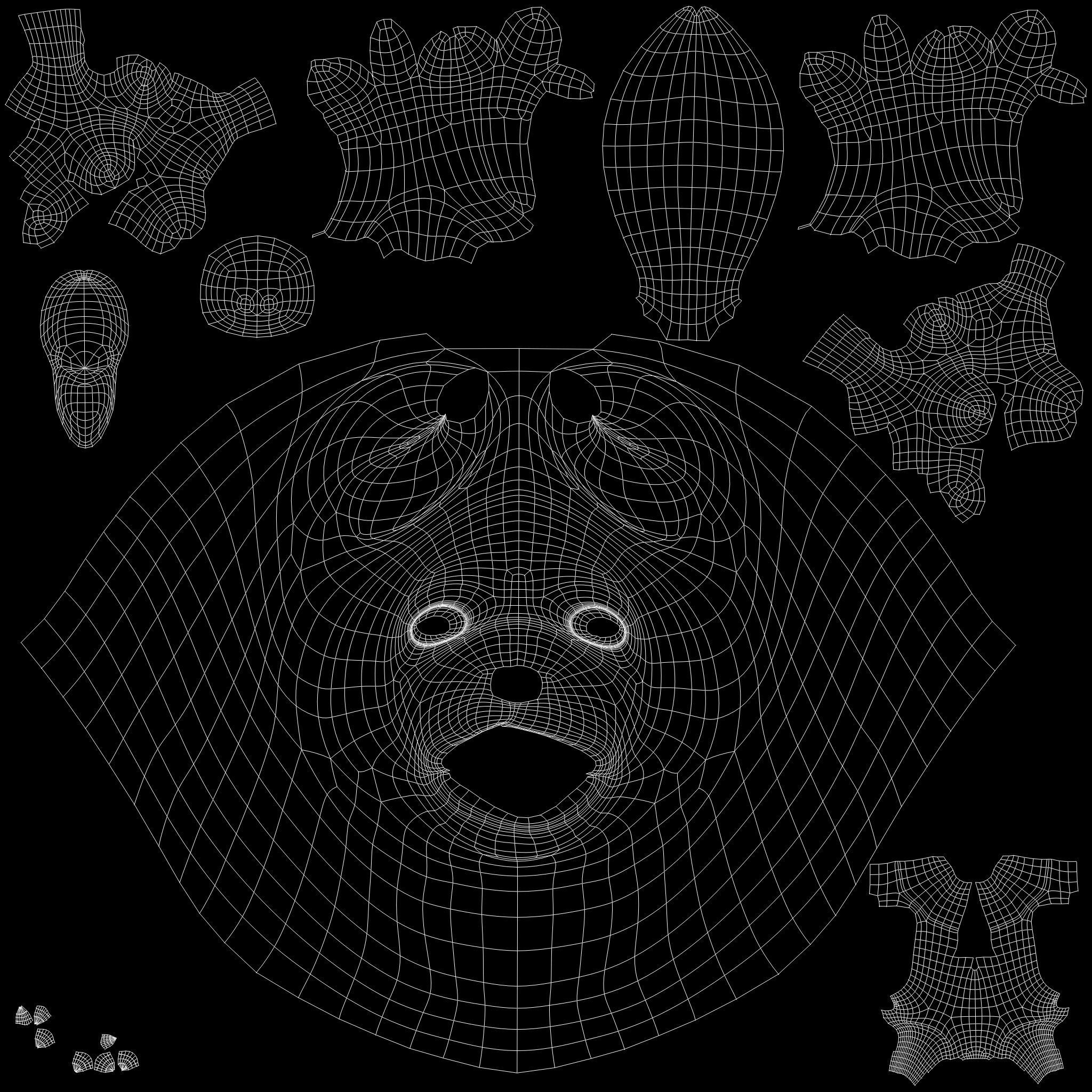 Cartoon Old Wolf Rigged 3D model_40