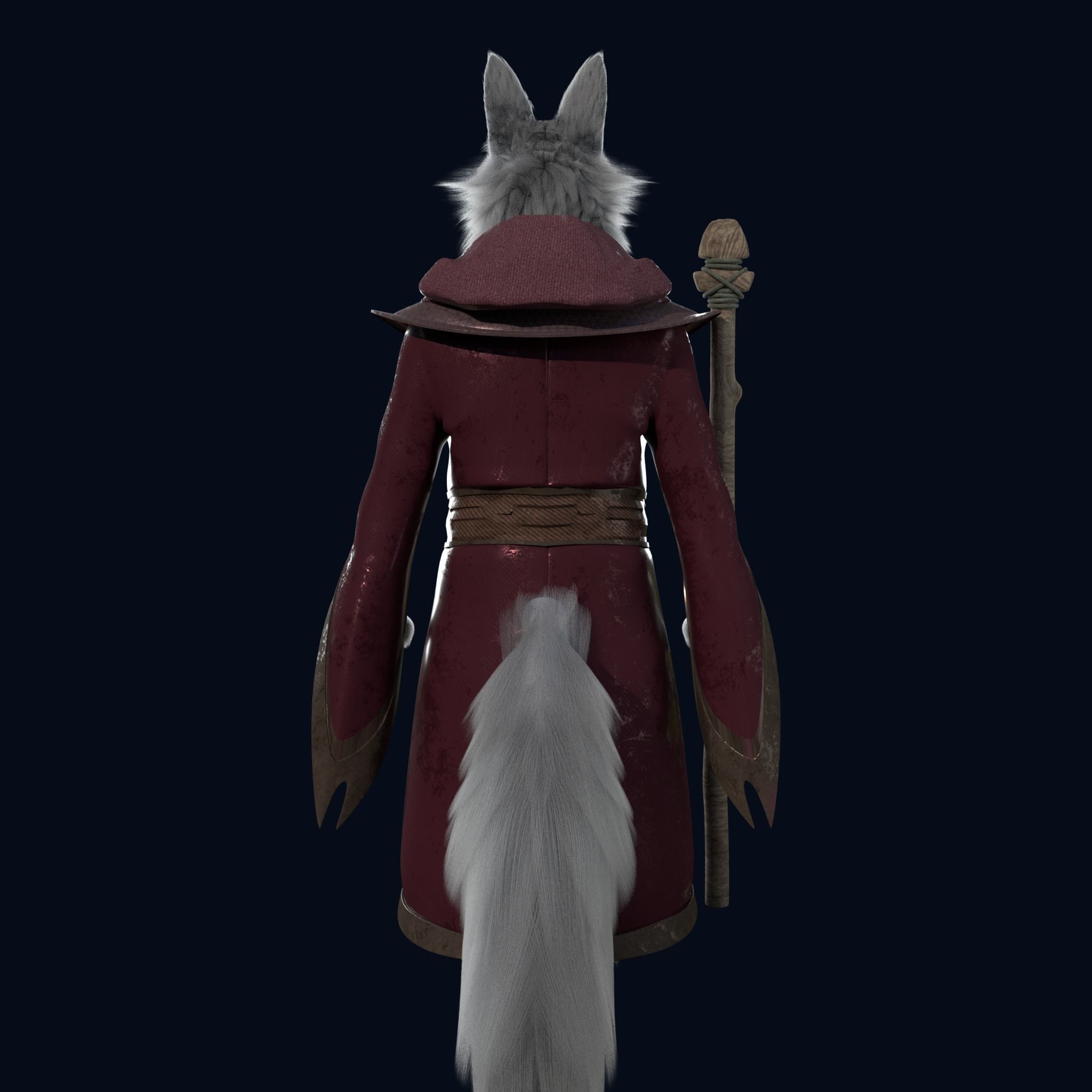 Cartoon Old Wolf Rigged 3D model_11