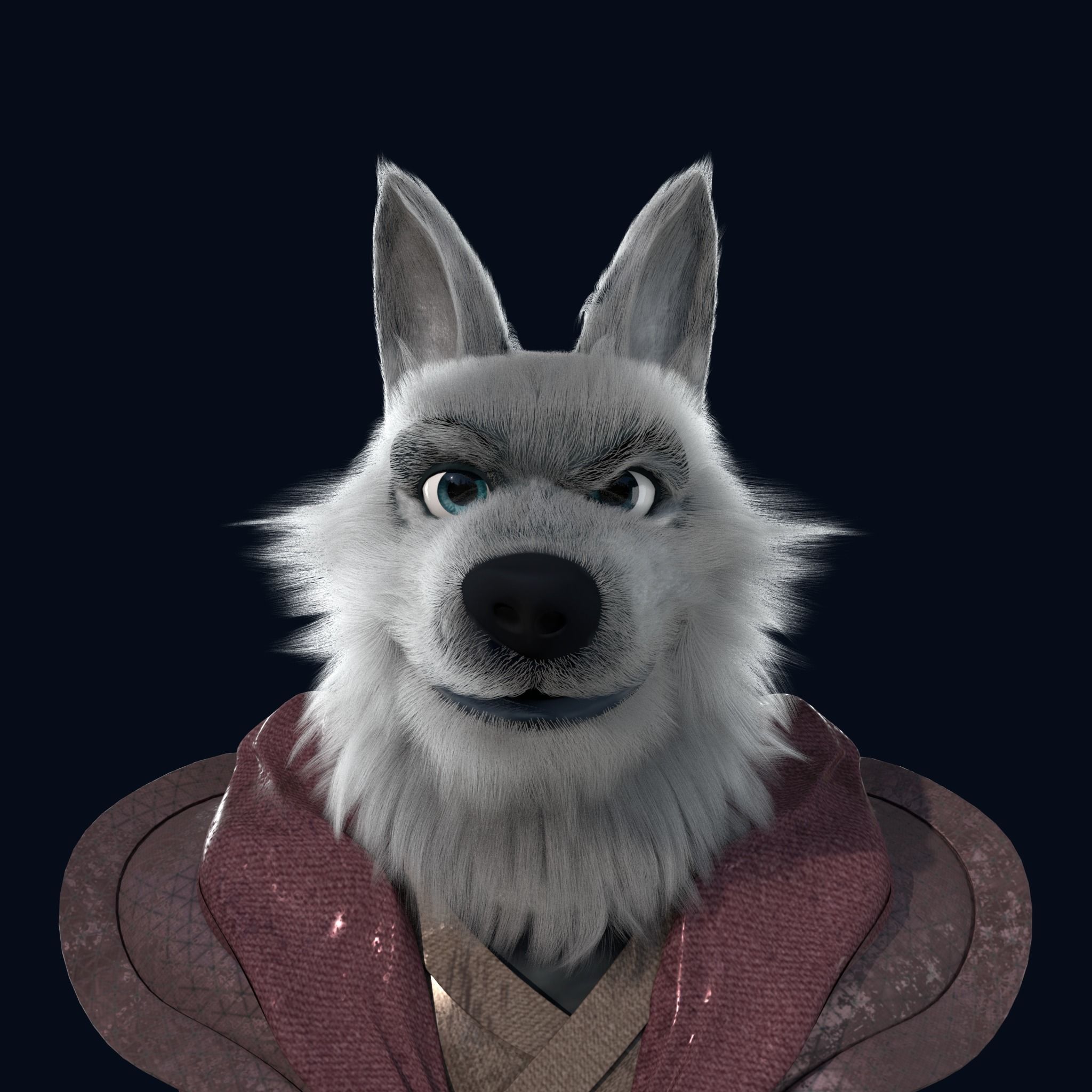 Cartoon Old Wolf Rigged 3D model_2