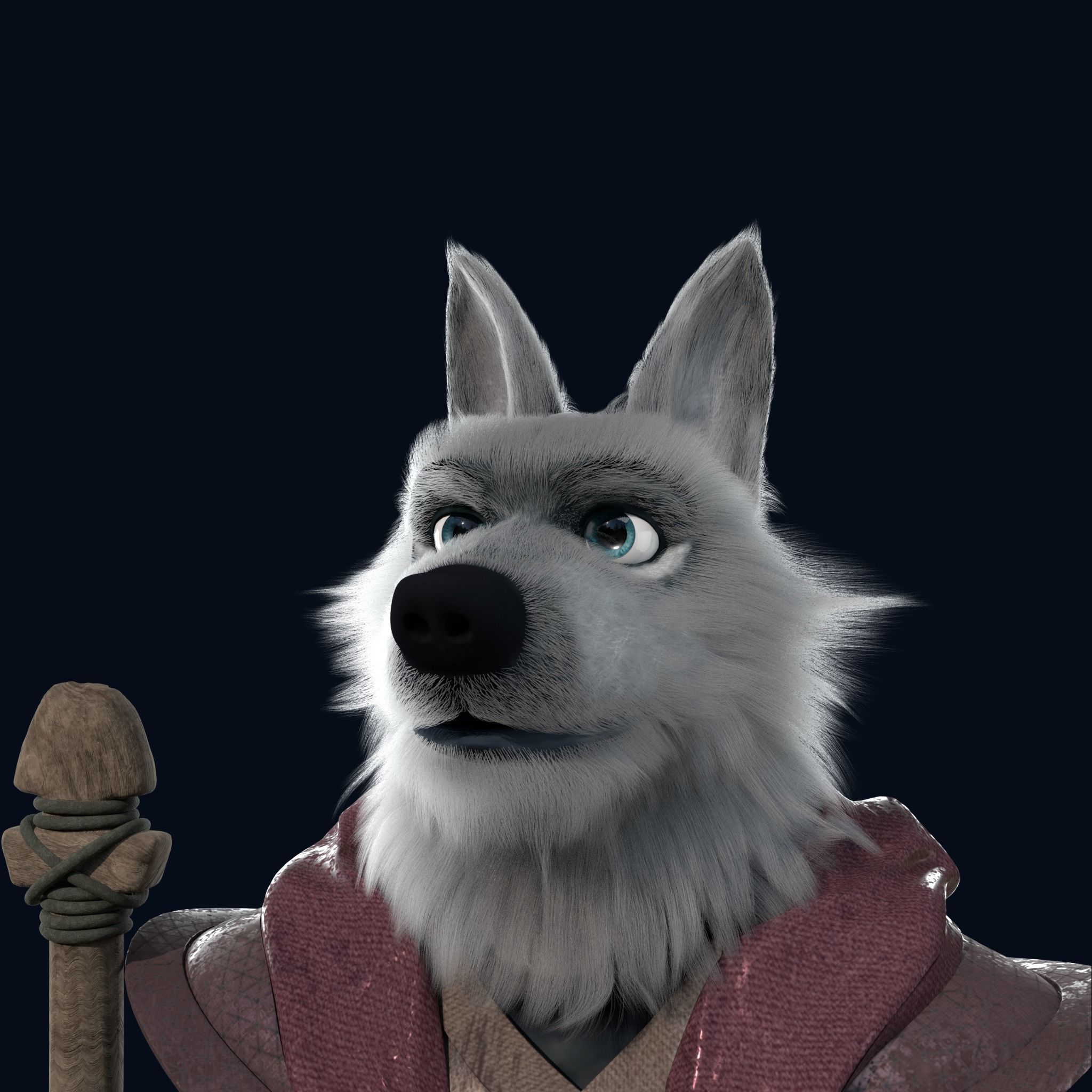 Cartoon Old Wolf Rigged 3D model_24