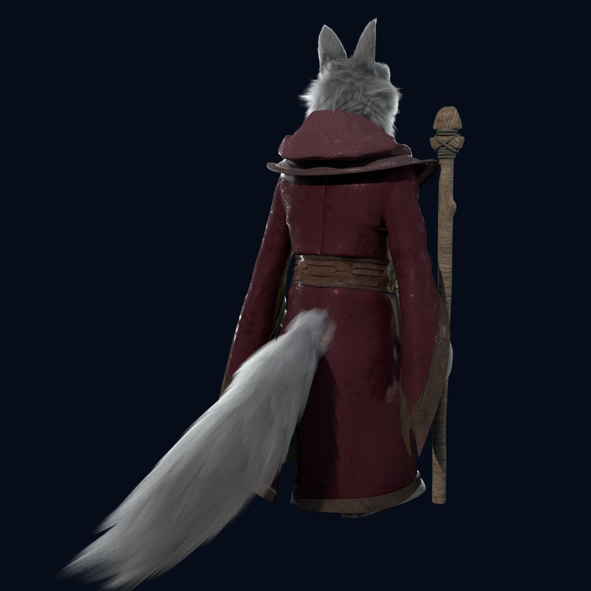 Cartoon Old Wolf Rigged 3D model_10