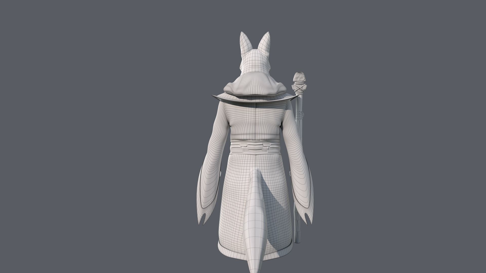 Cartoon Old Wolf Rigged 3D model_29