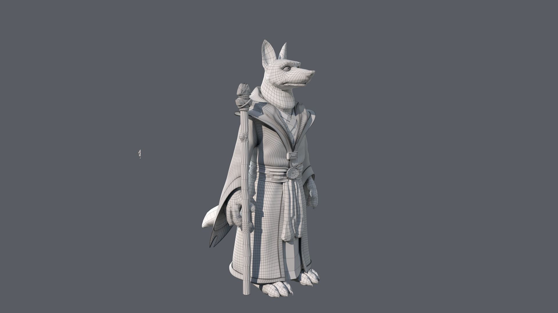 Cartoon Old Wolf Rigged 3D model_26