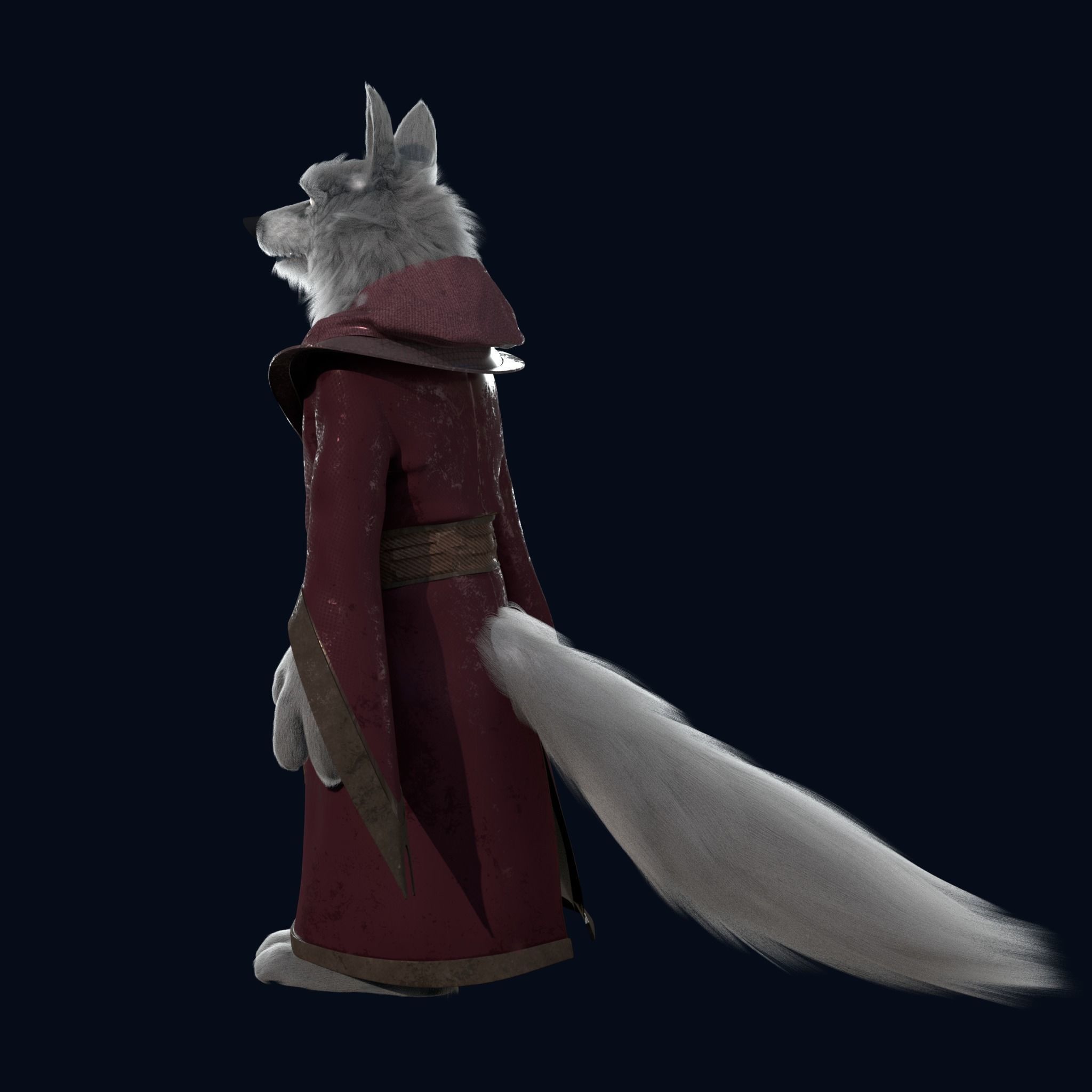 Cartoon Old Wolf Rigged 3D model_13