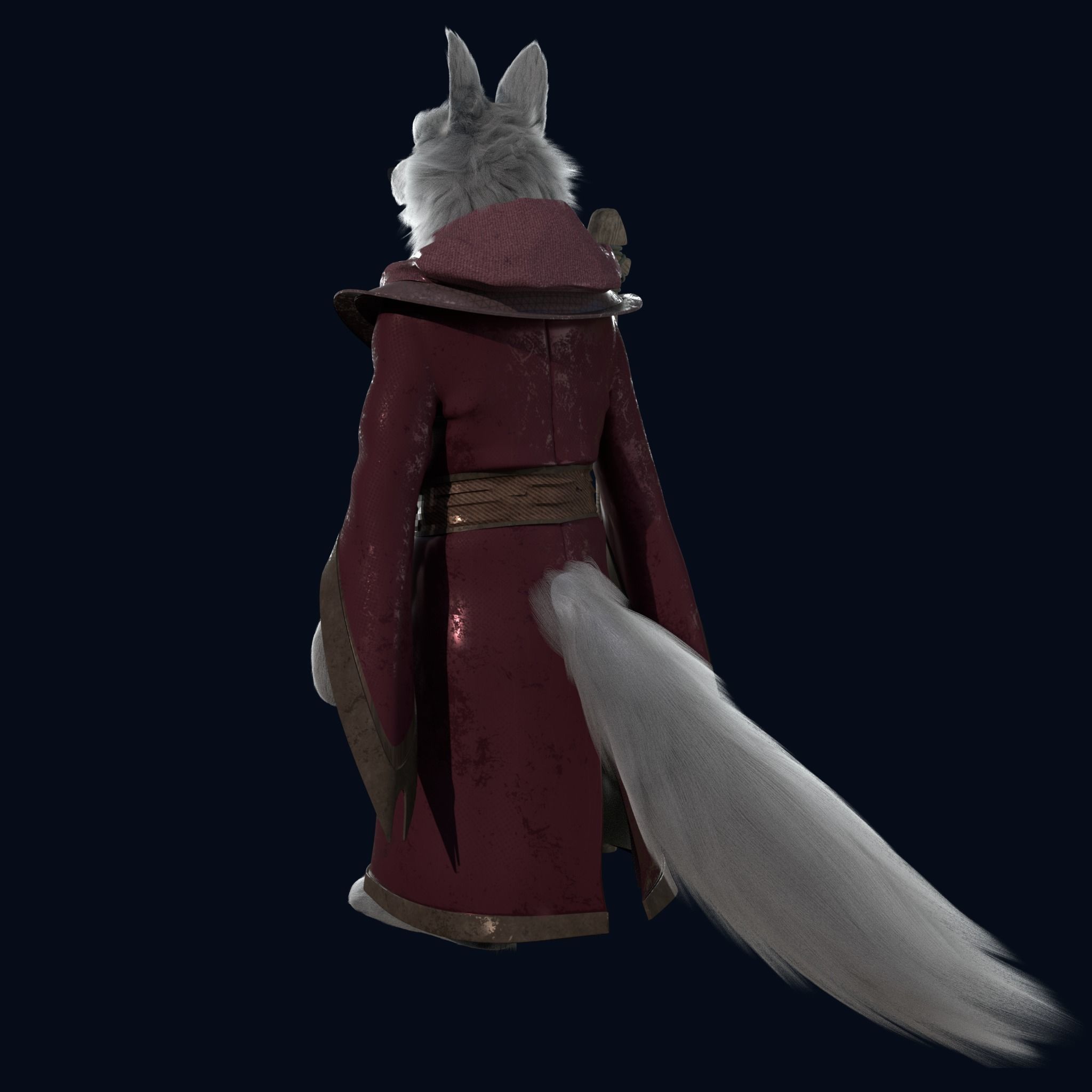 Cartoon Old Wolf Rigged 3D model_12