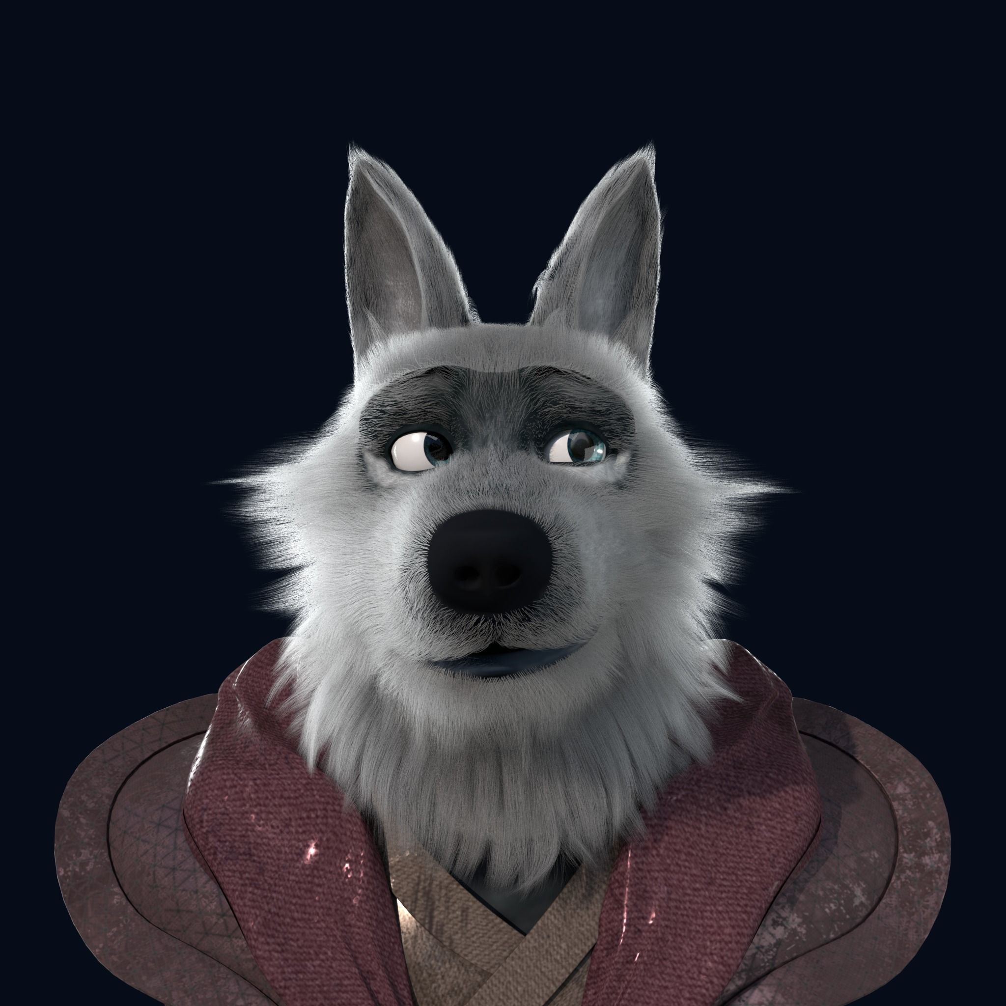 Cartoon Old Wolf Rigged 3D model_4