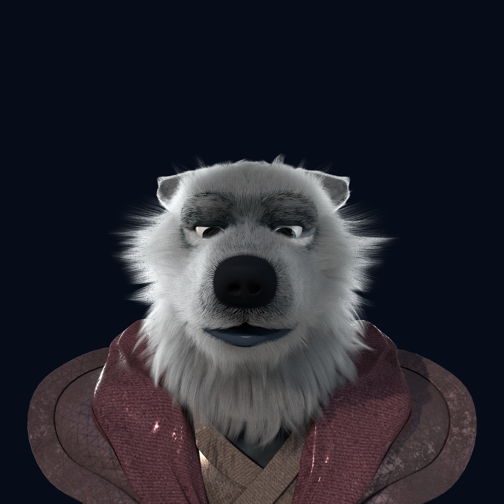 Cartoon Old Wolf Rigged 3D model_3