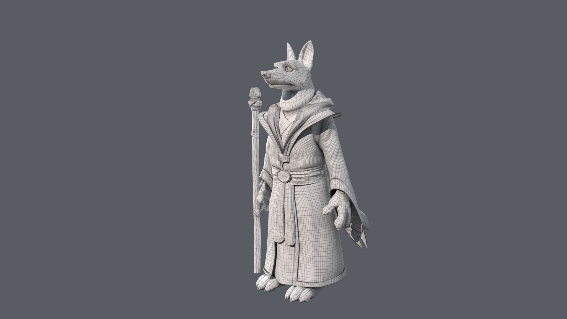 Cartoon Old Wolf Rigged 3D model_32