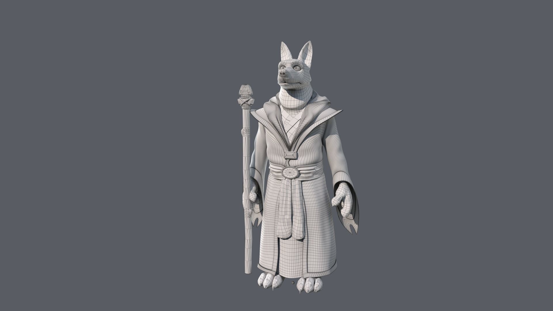 Cartoon Old Wolf Rigged 3D model_33