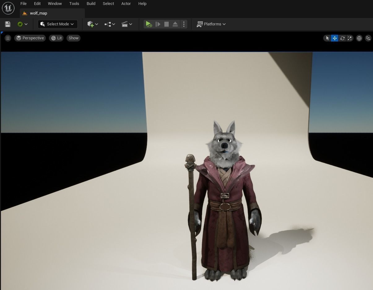 Cartoon Old Wolf Rigged 3D model_34