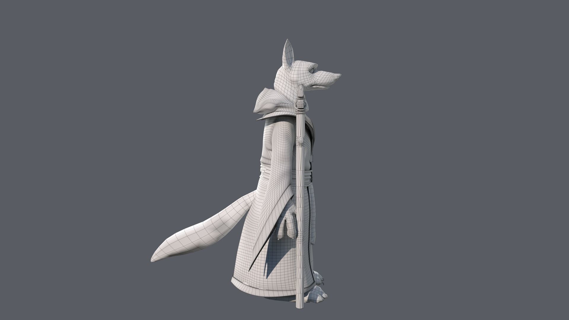 Cartoon Old Wolf Rigged 3D model_27