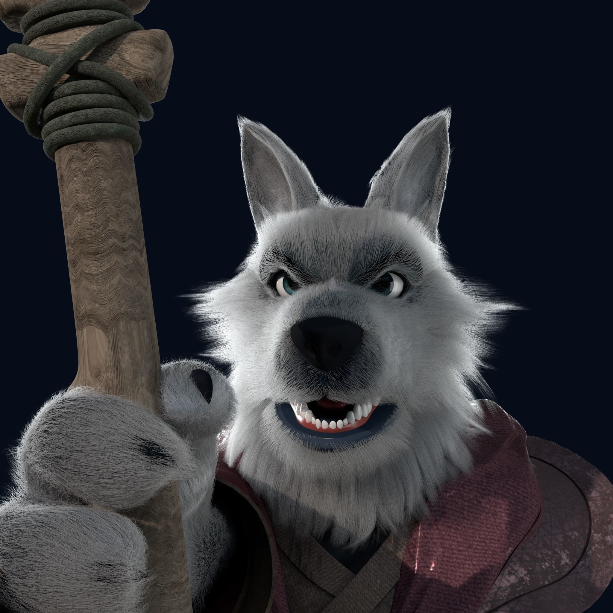 Cartoon Old Wolf Rigged 3D model_5