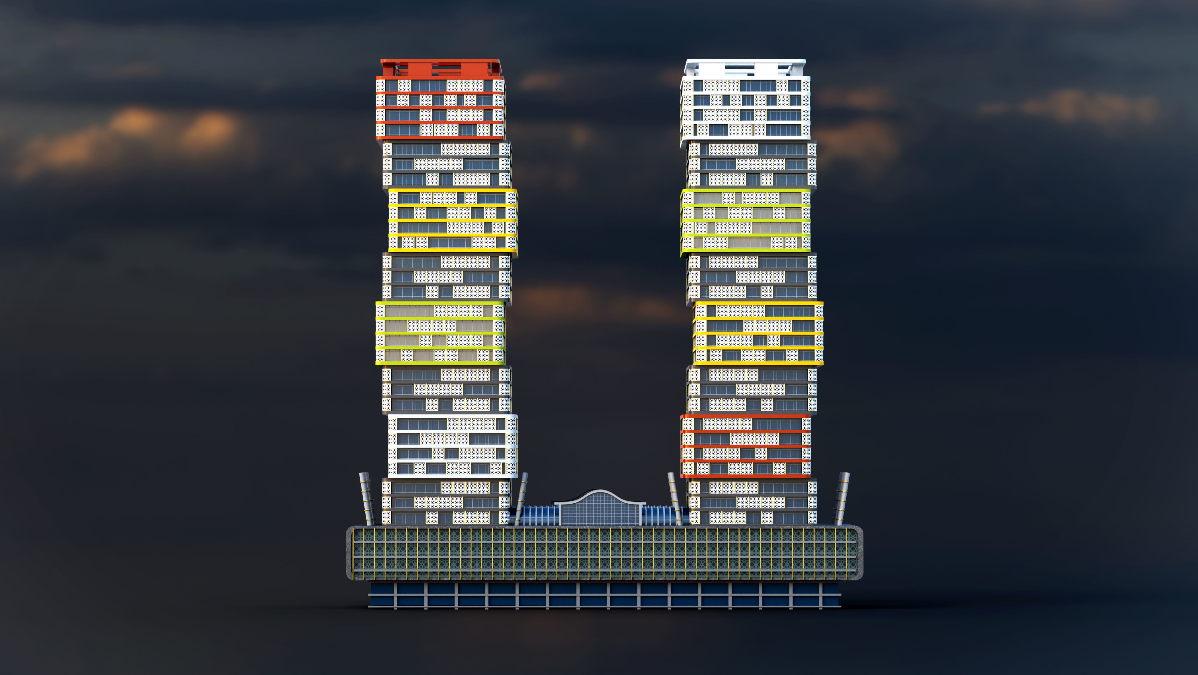 Lusail Marina Twin Tower 3D model_9