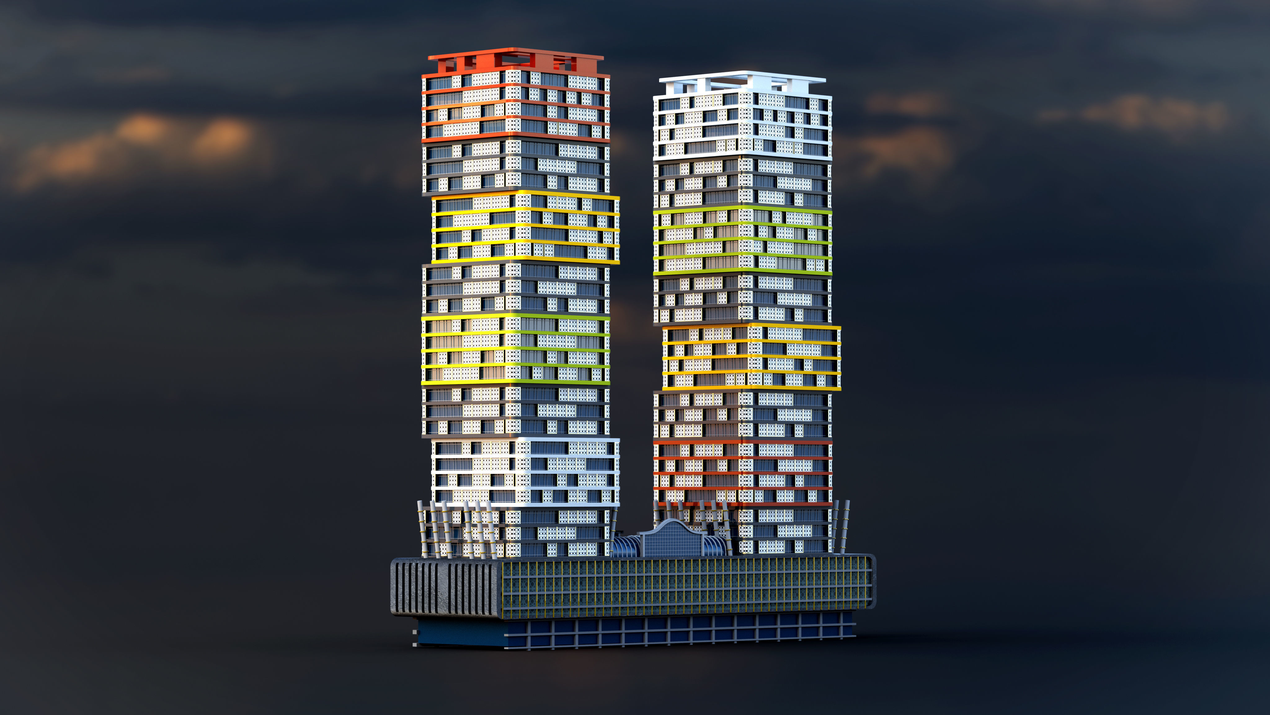 Lusail Marina Twin Tower 3D model_8