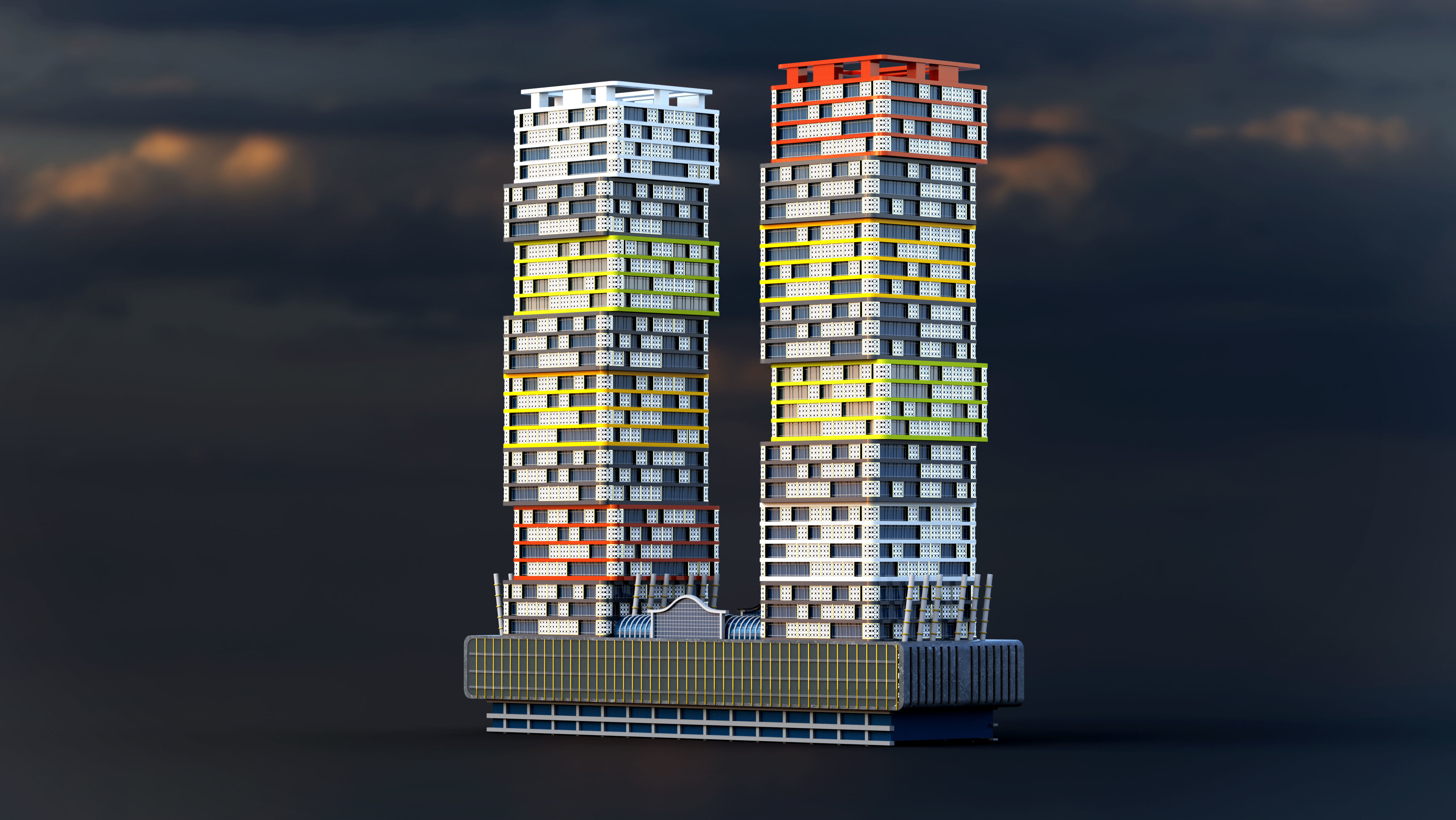 Lusail Marina Twin Tower 3D model_14
