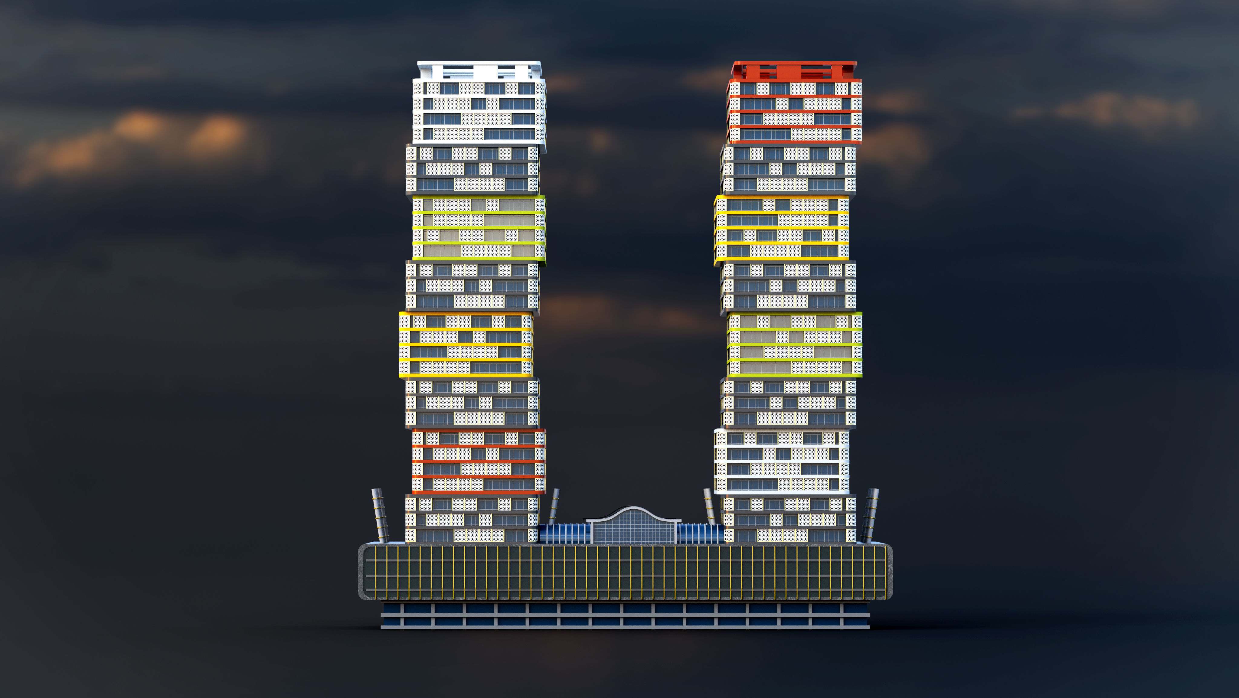 Lusail Marina Twin Tower 3D model_12