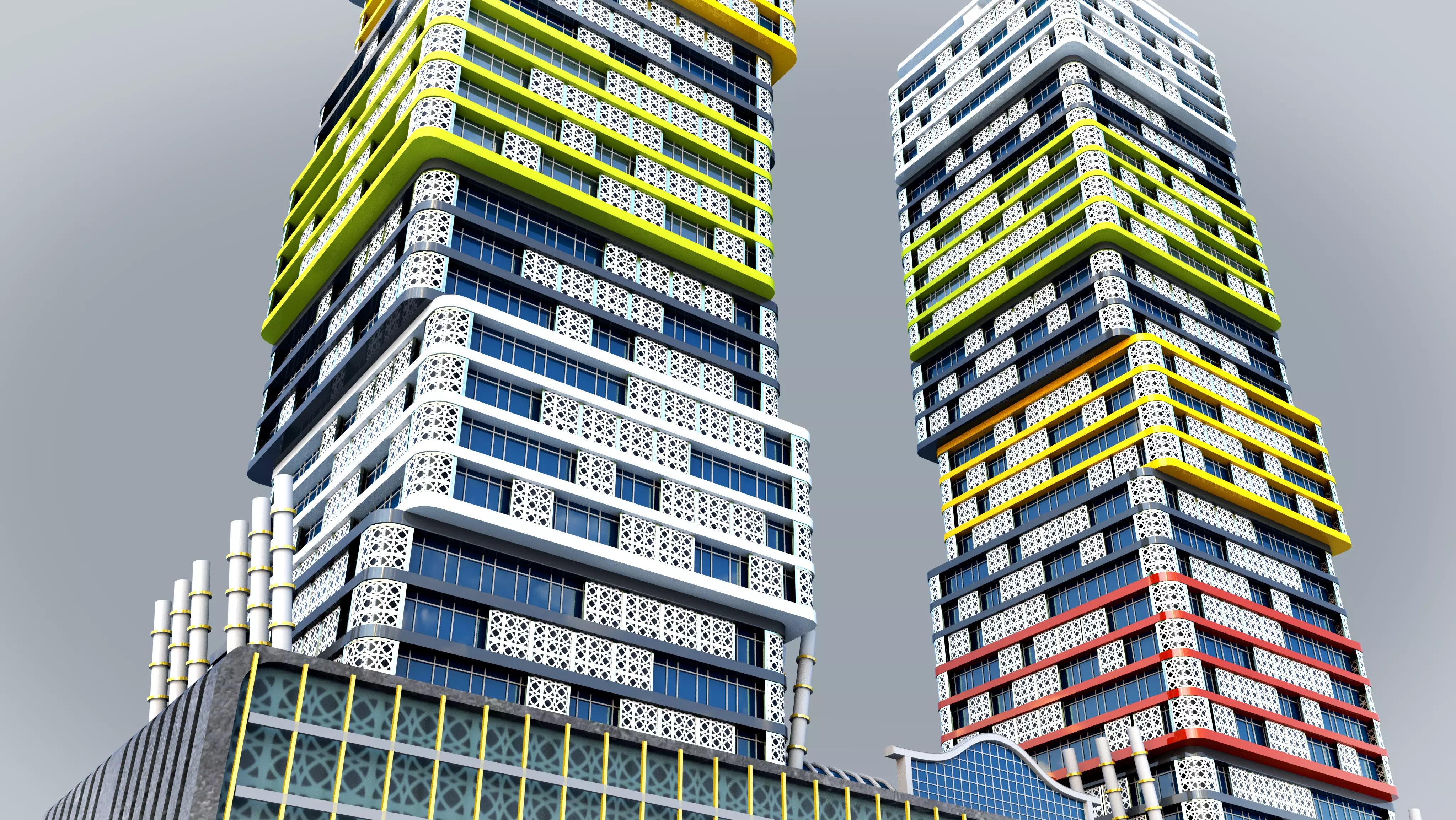Lusail Marina Twin Tower 3D model_0