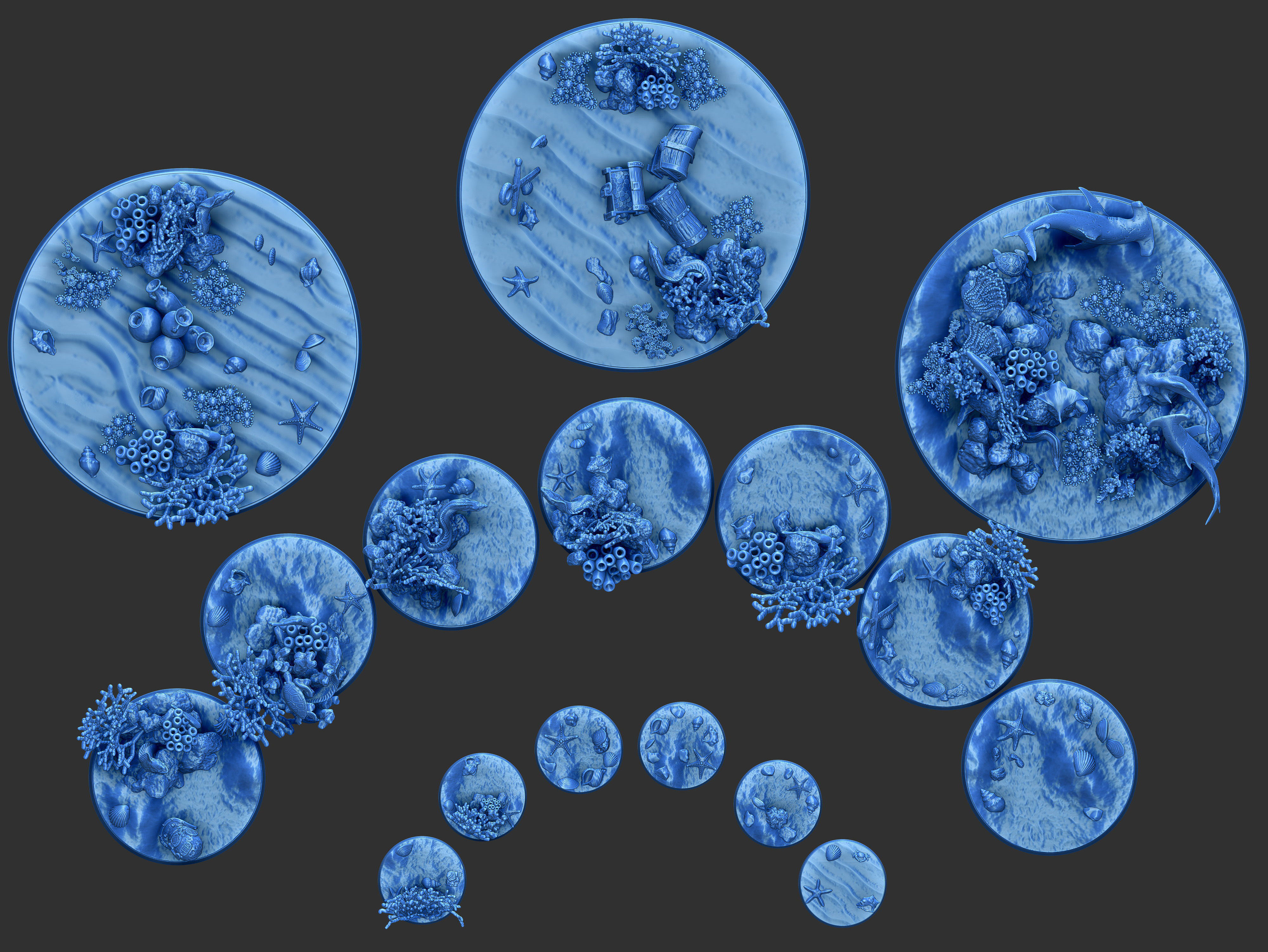 PACK 5 - 16 MINIATURE BASES 25mm 50mm and 100mm 3D Print Ready 3D print model_2