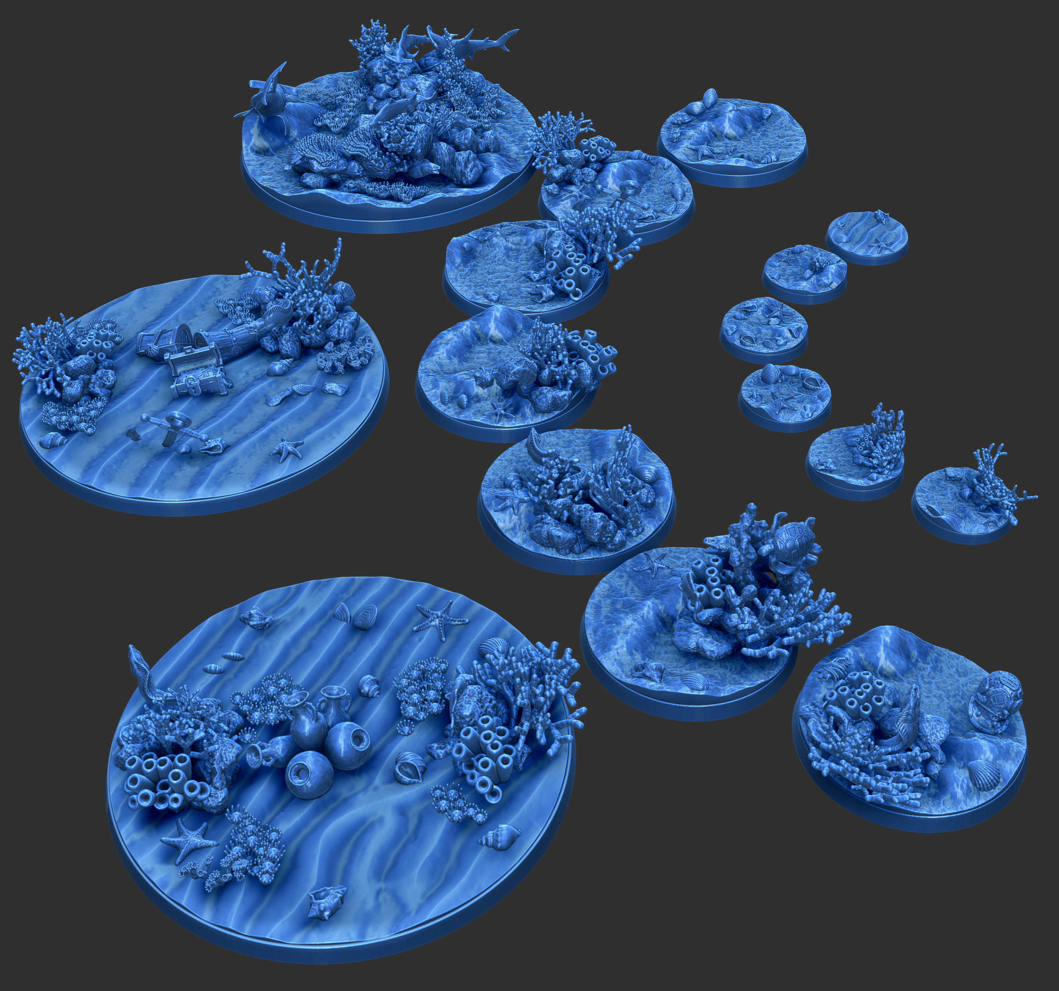 PACK 5 - 16 MINIATURE BASES 25mm 50mm and 100mm 3D Print Ready 3D print model_3