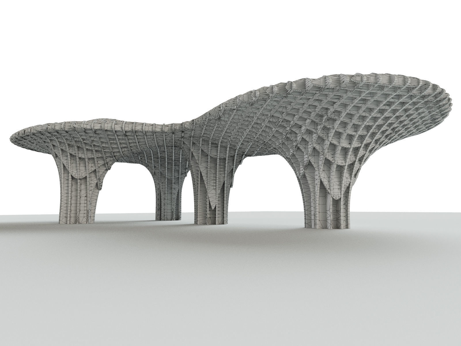 Rectangular spiral and curve waffle pavilions 3D model_4